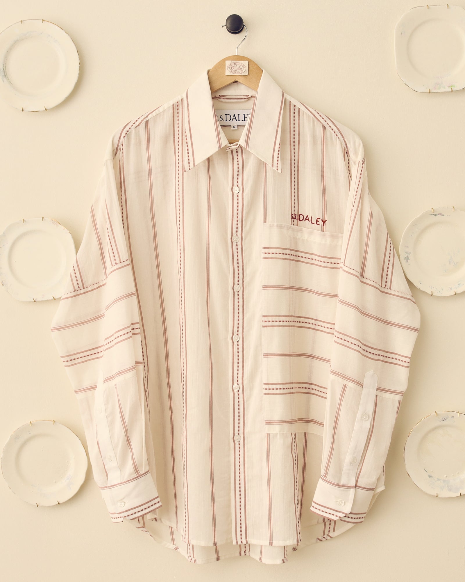 'Jupp' Long Sleeve Shirt - Burgundy/White