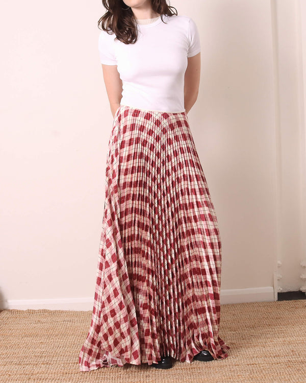 Kate' Twill Argyle Pleated Skirt