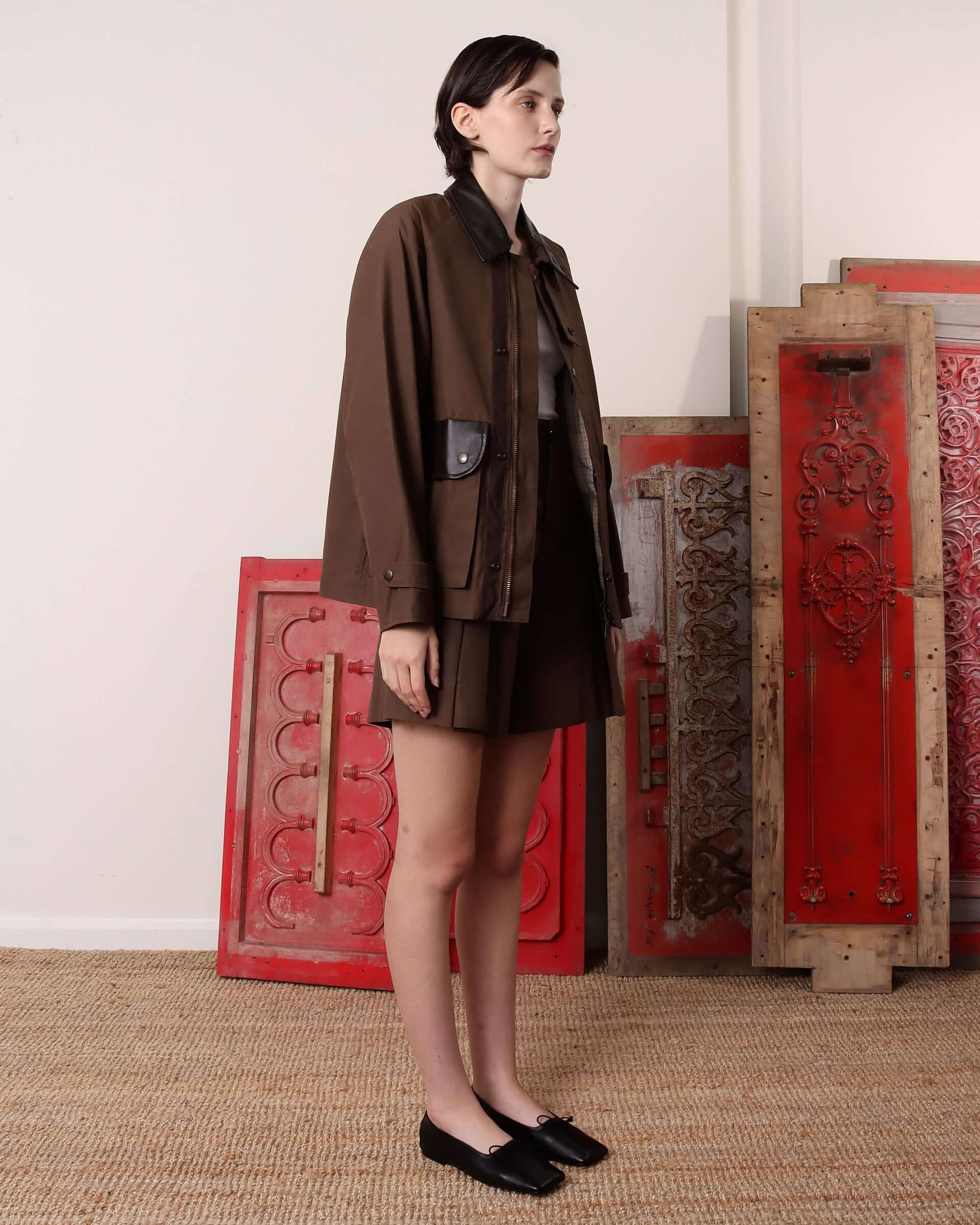 Thea' Waxed Blouson- Dark Brown