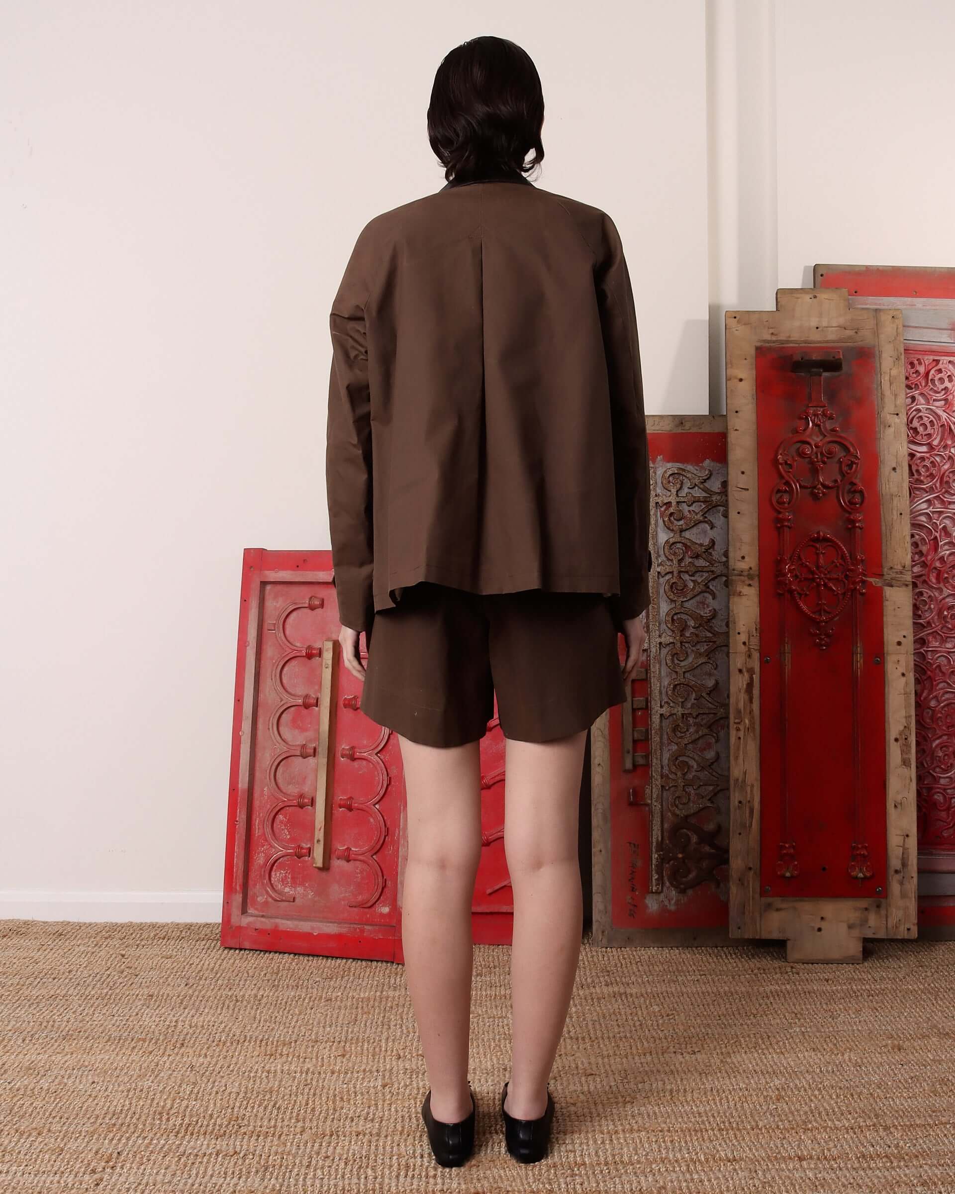 Thea' Waxed Blouson- Dark Brown