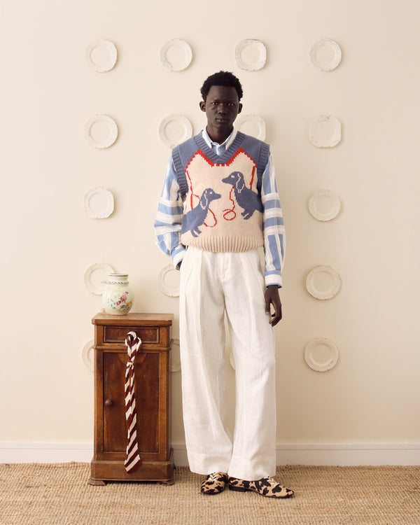 Harold' Sweater Vest Blue/Ecru alternate view