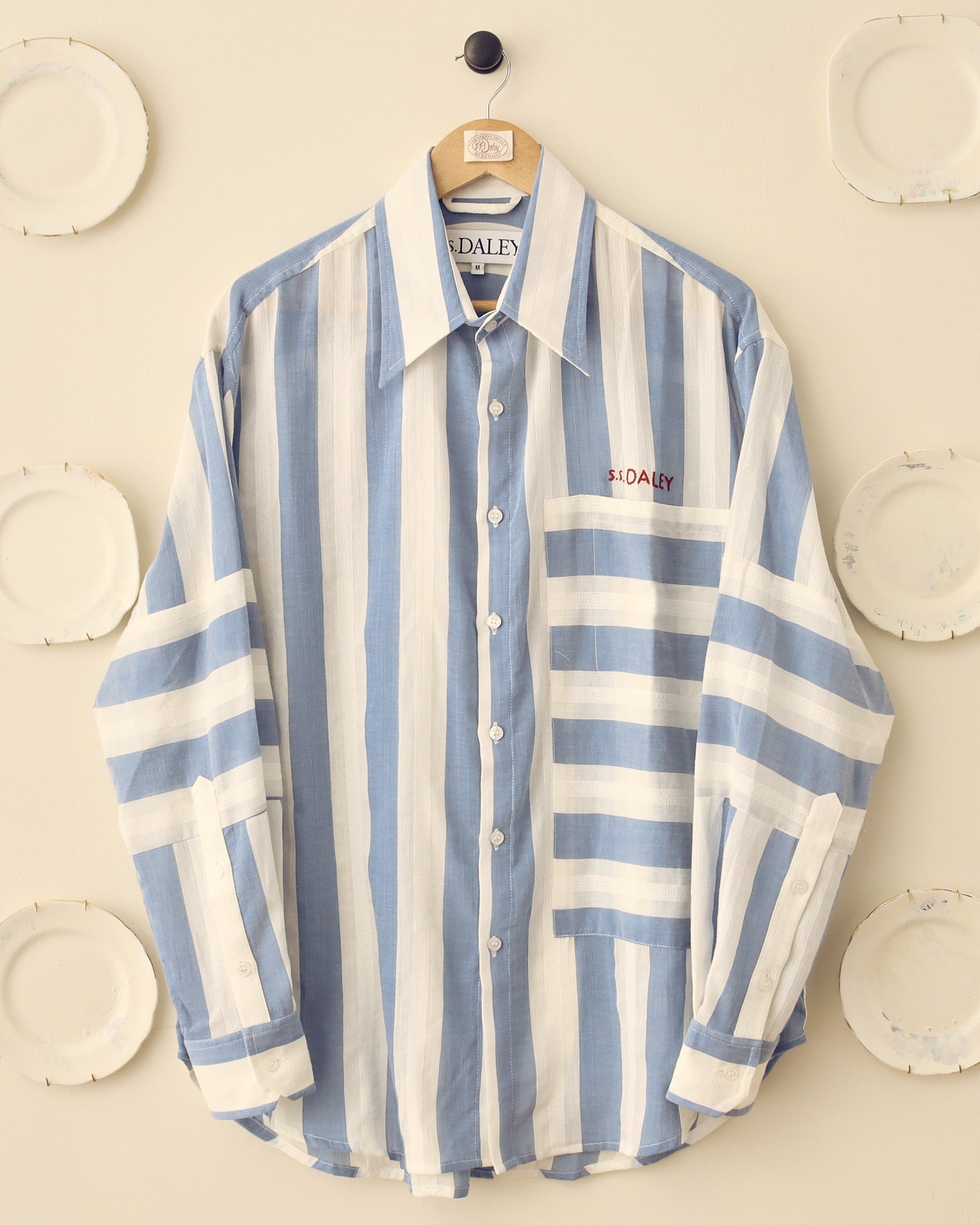 'Denton' Long Sleeve Shirt - Blue/White