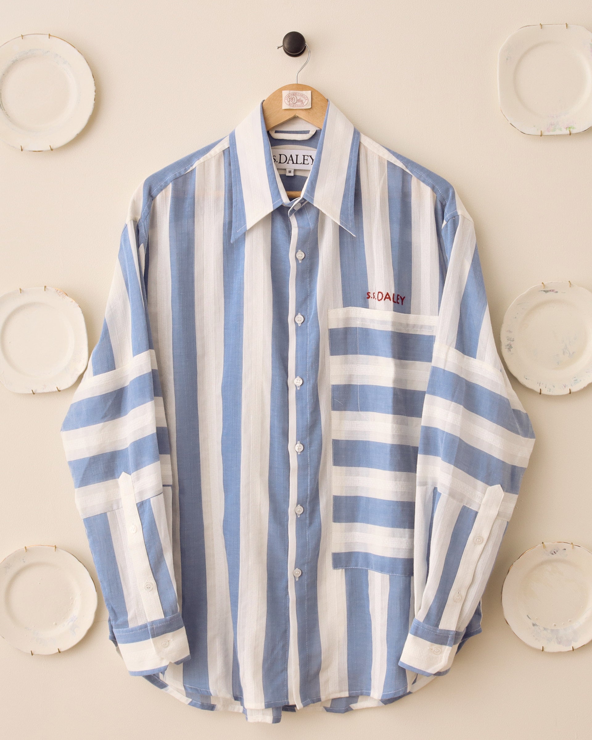 'Denton' Long Sleeve Shirt - Blue/White