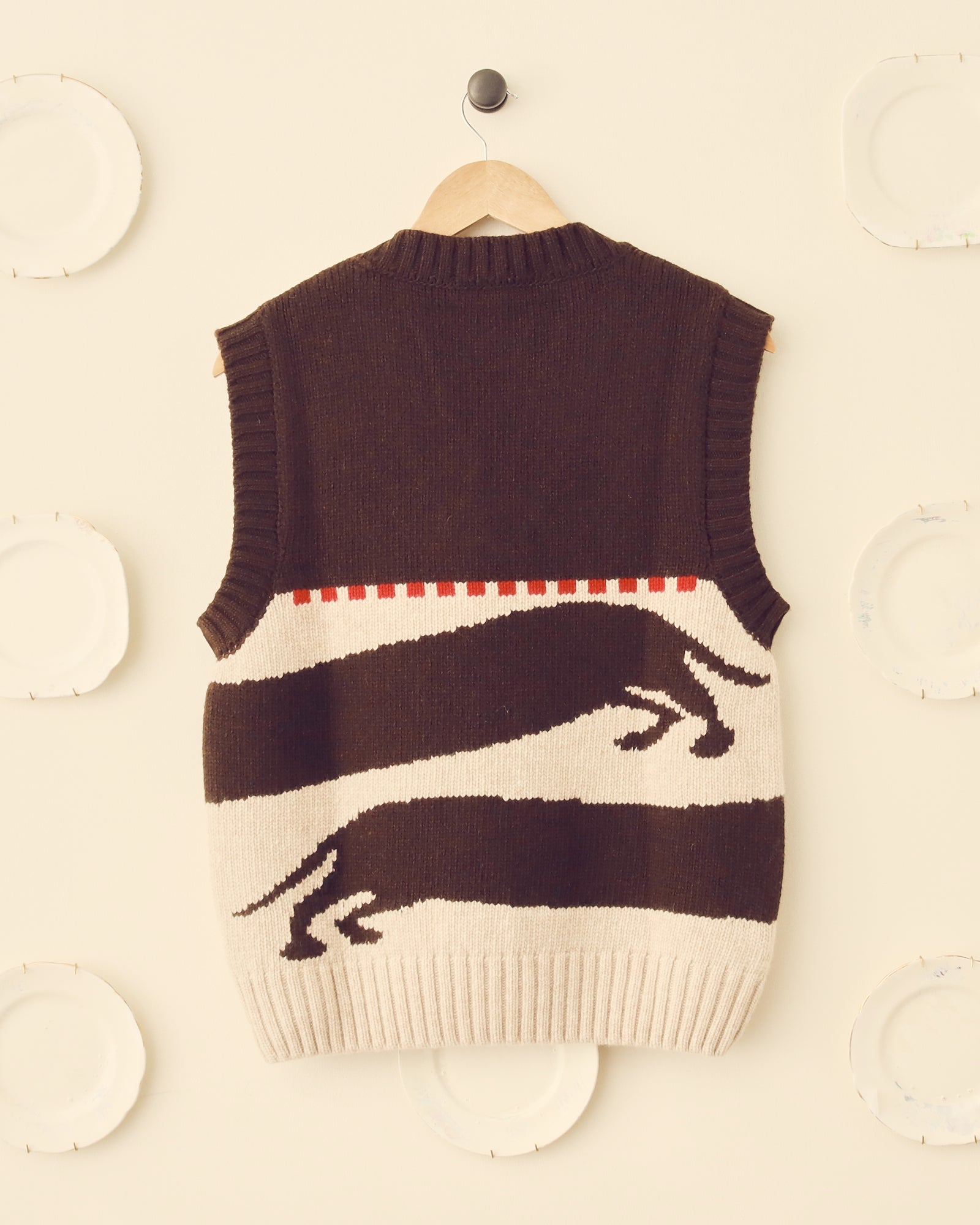 'Harold' Sweater Vest - Brown/Ecru