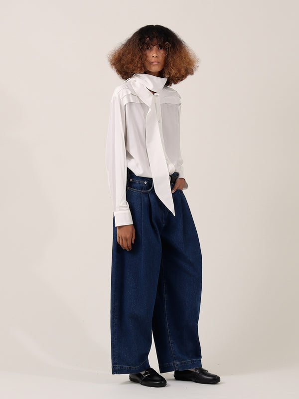 Elspeth Scarf Shirt — White alternate view