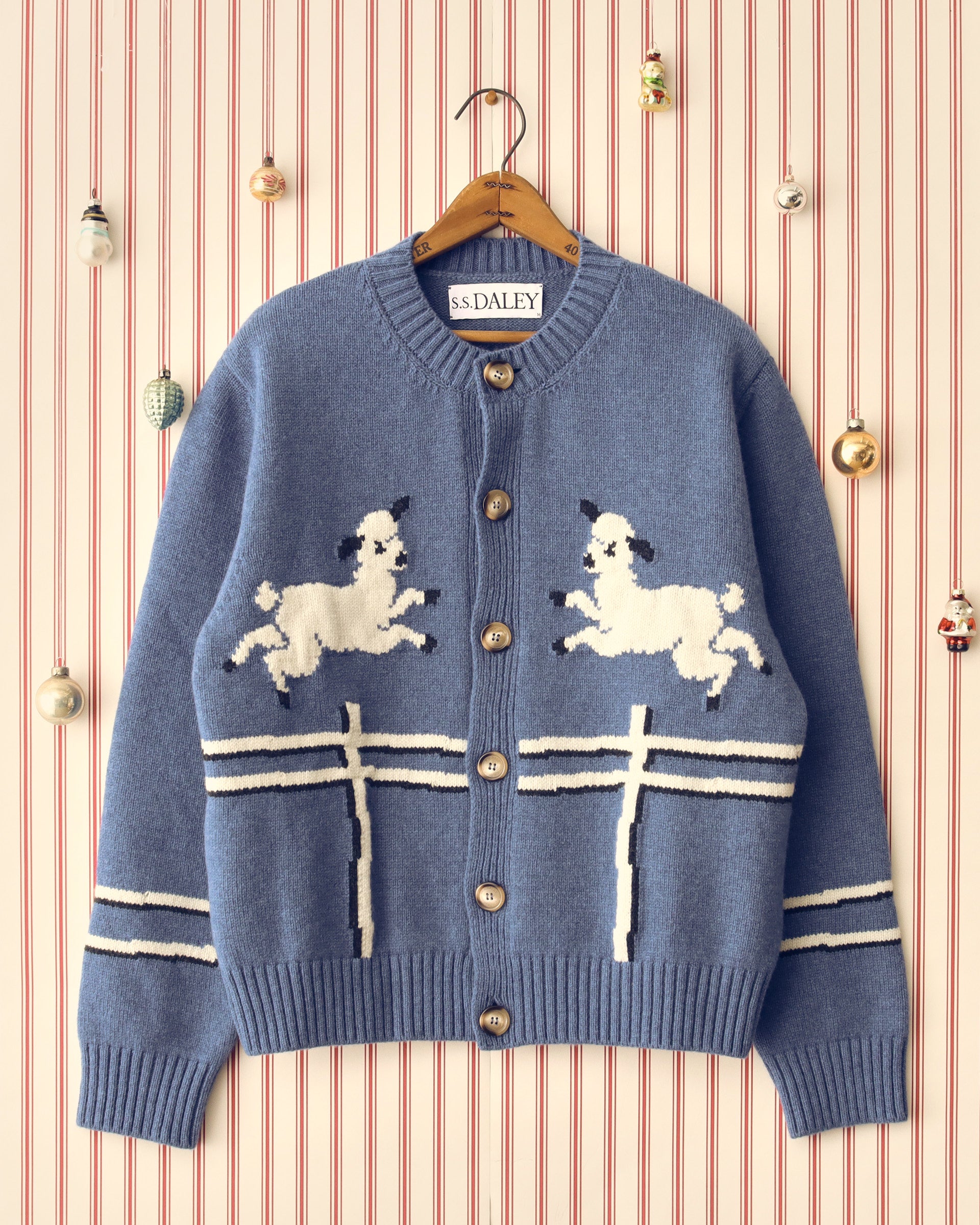 'Cyril' Lamb Motif Cardigan - Blue