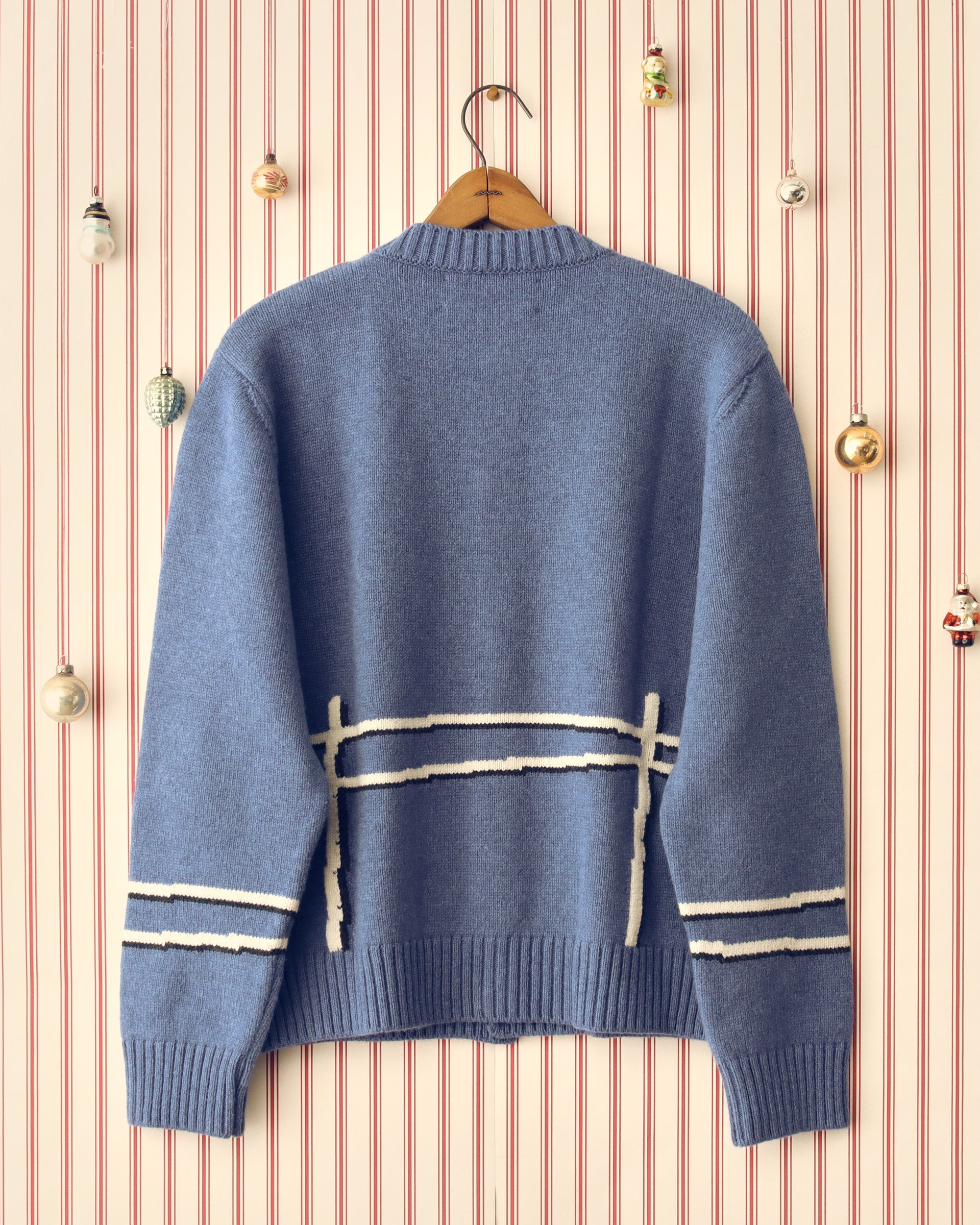 'Cyril' Lamb Motif Cardigan - Blue