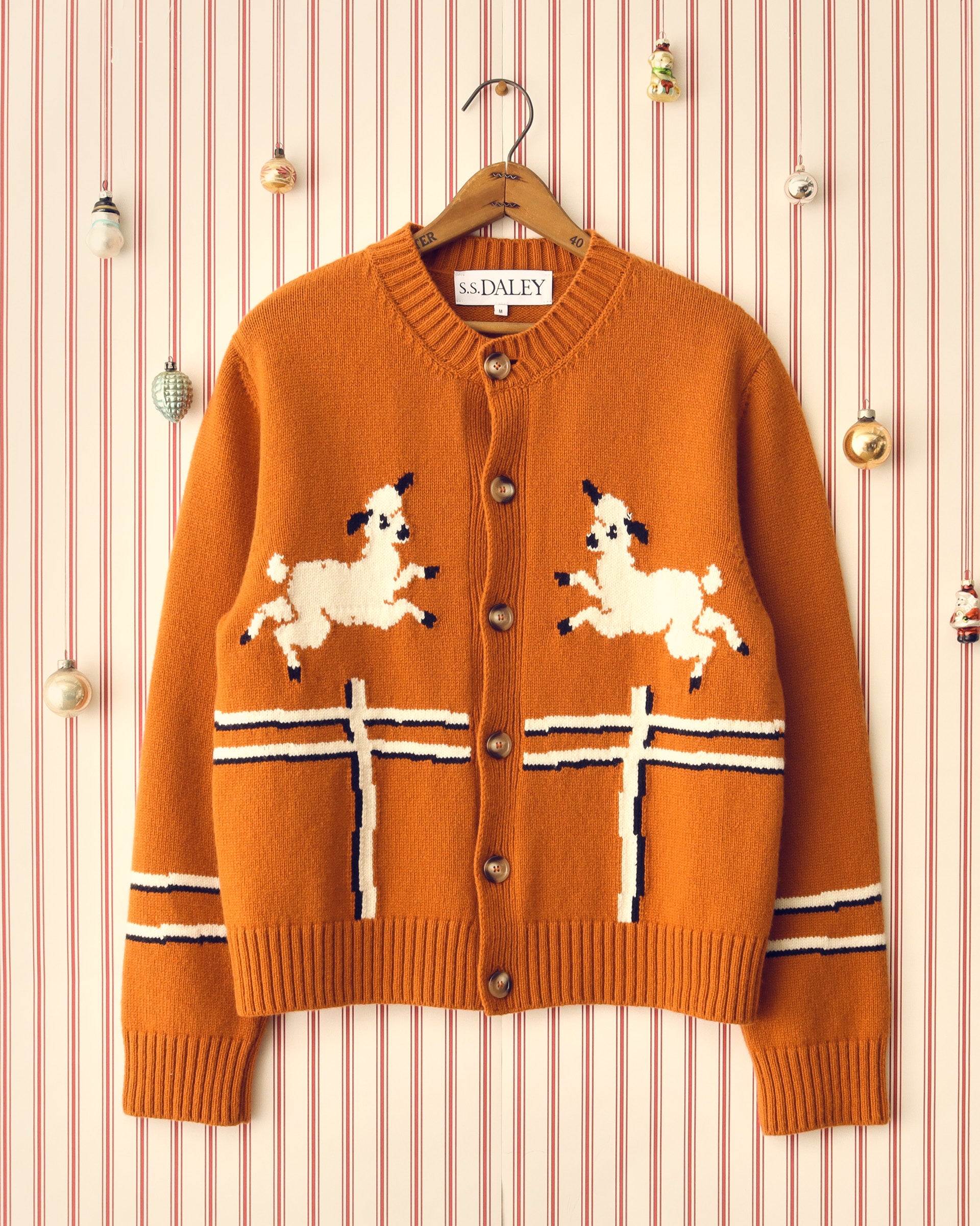 'Cyril' Lamb Motif Cardigan - Tawny