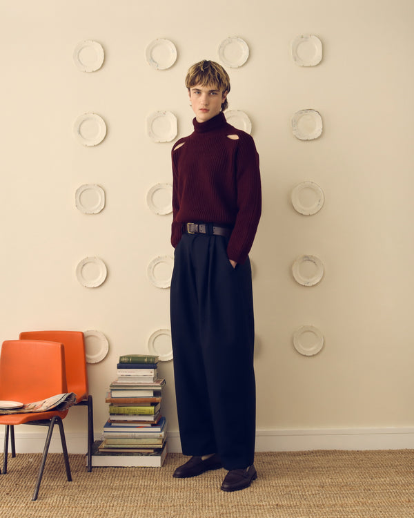 Charlton' Slash Shoulder Sweater - Wine Red - Archival Sale alternate view