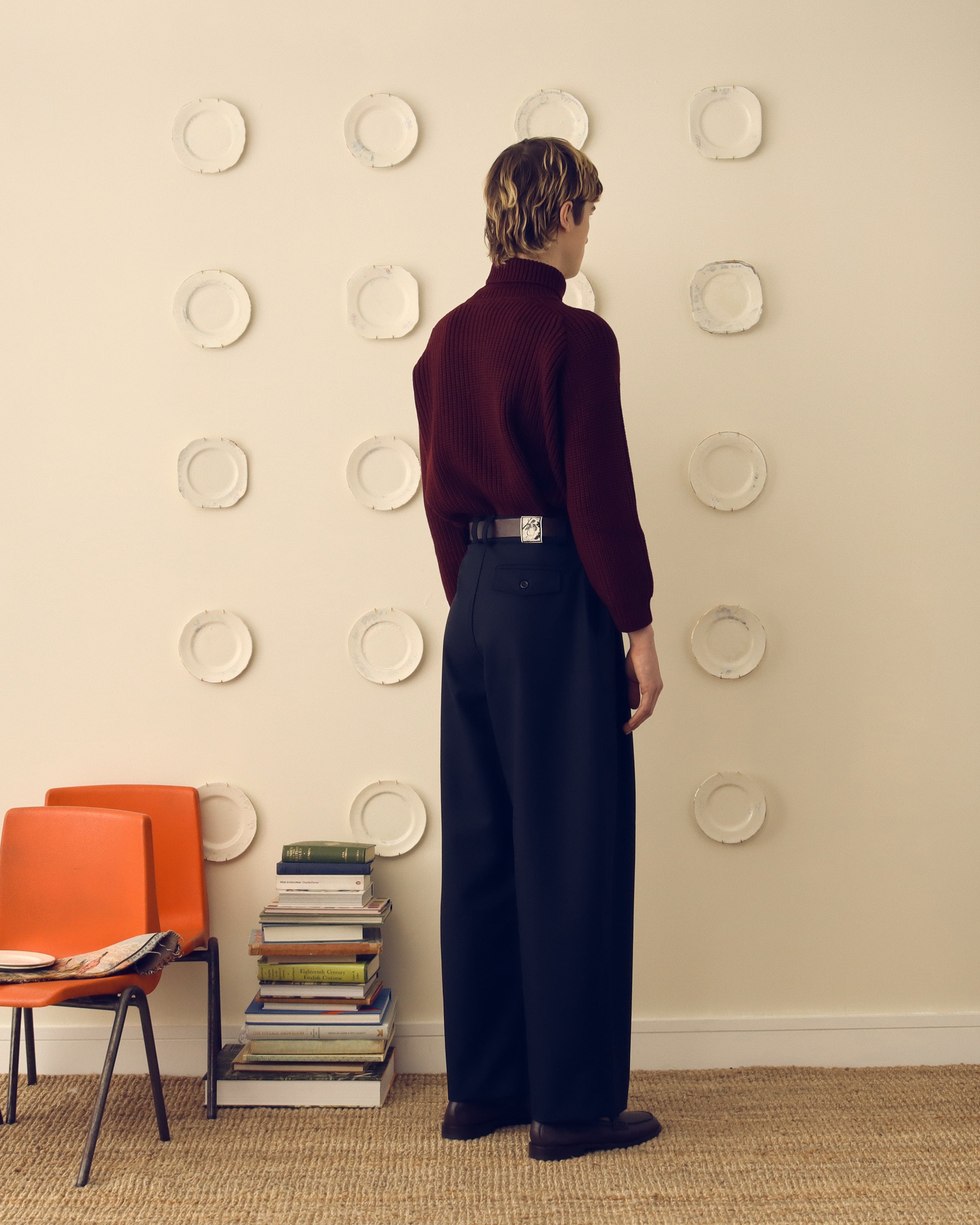 Charlton' Slash Shoulder Sweater - Wine Red - Archival Sale