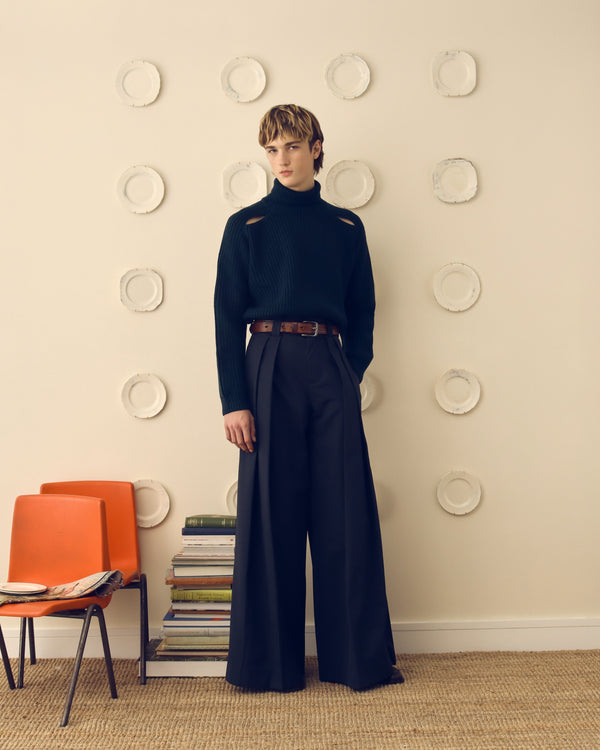 'Charlton' Slash Shoulder Sweater - Phthalo Green - Archival Sale alternate view