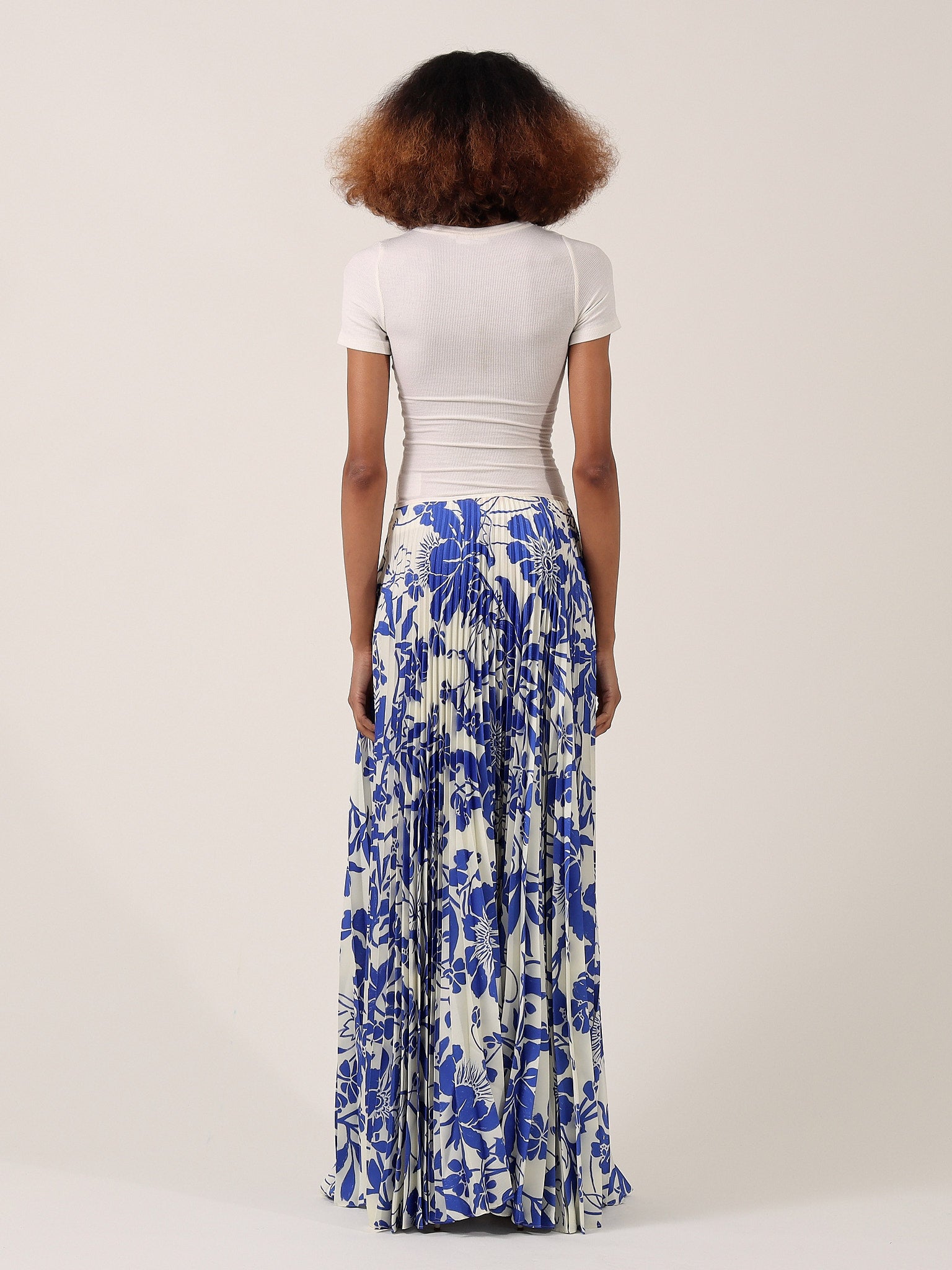 Anna Pleated Skirt - Blue Floral