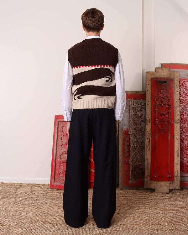 Harold' Sweater Vest - Brown/Ecru alternate view