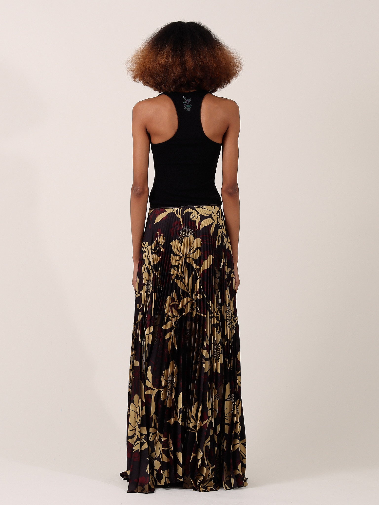 Edith Pleated Skirt — Brown Floral