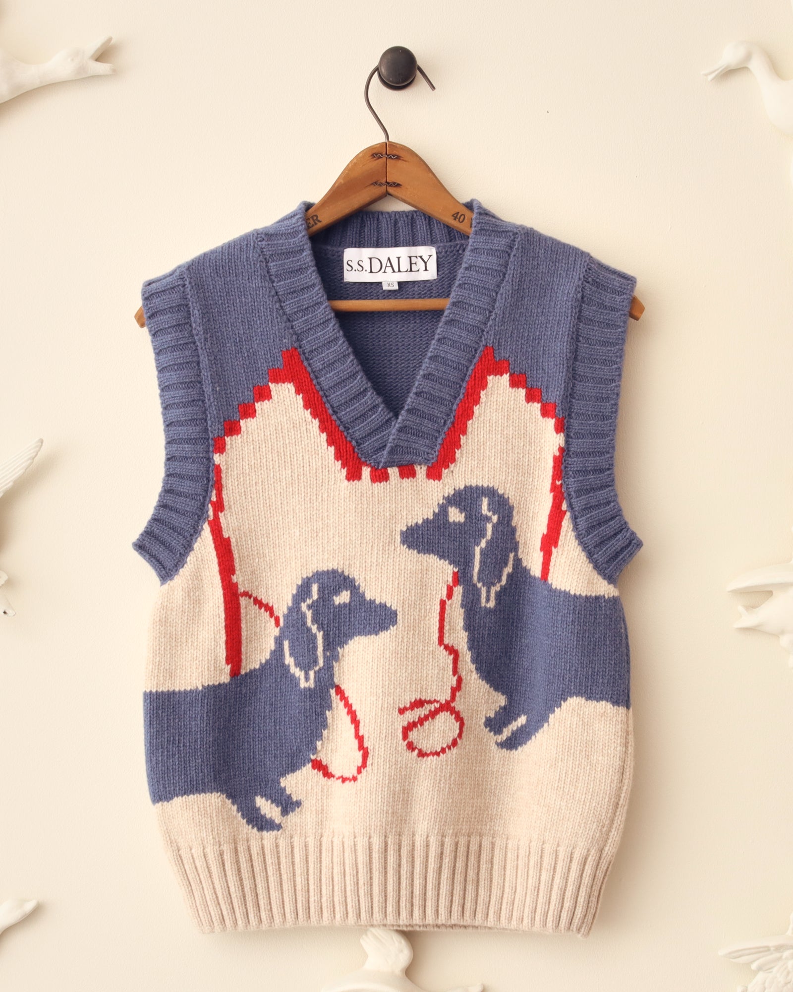 'Harold' Sweater Vest - Blue/Ecru