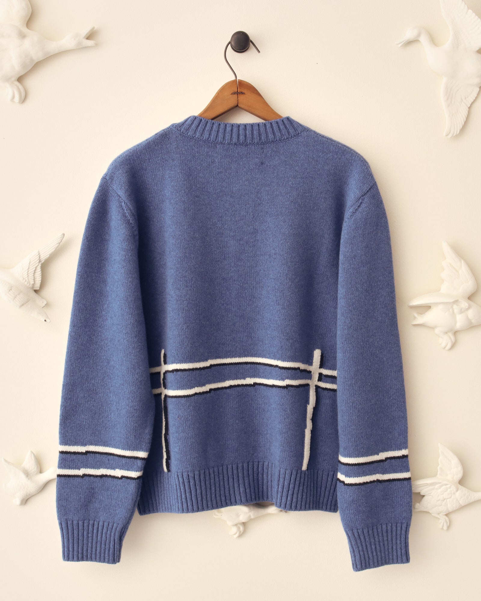 'Cyril' Lamb Motif Cardigan - Blue