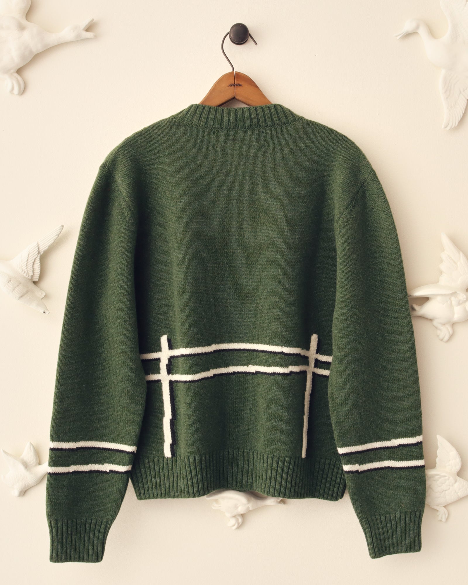 'Cyril' Lamb Motif Cardigan - Green