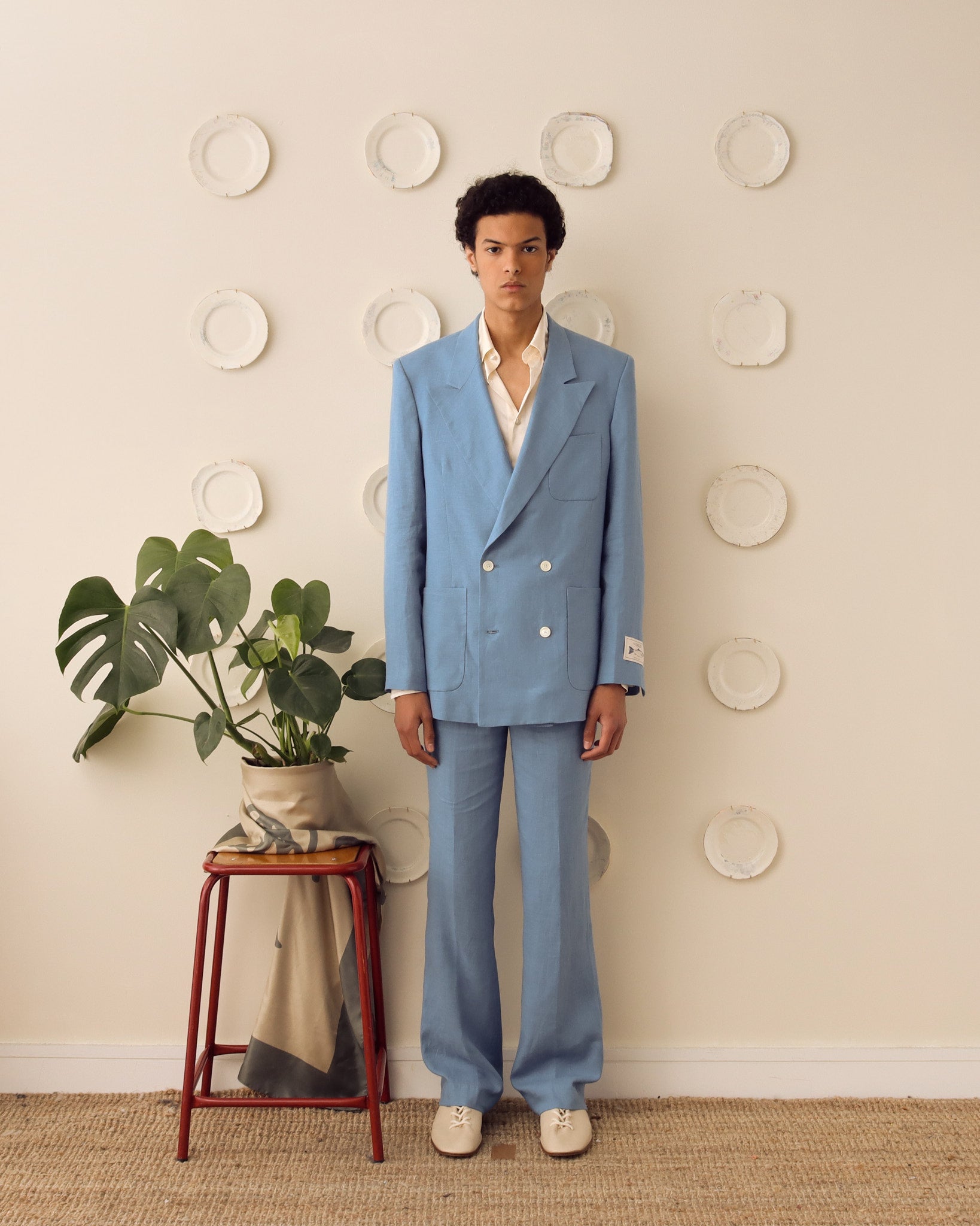 'Edward' Linen Jacket - Cerulean Blue - Archival Sale