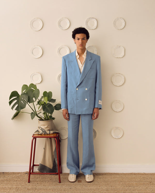'Edward' Linen Jacket - Cerulean Blue - Archival Sale alternate view