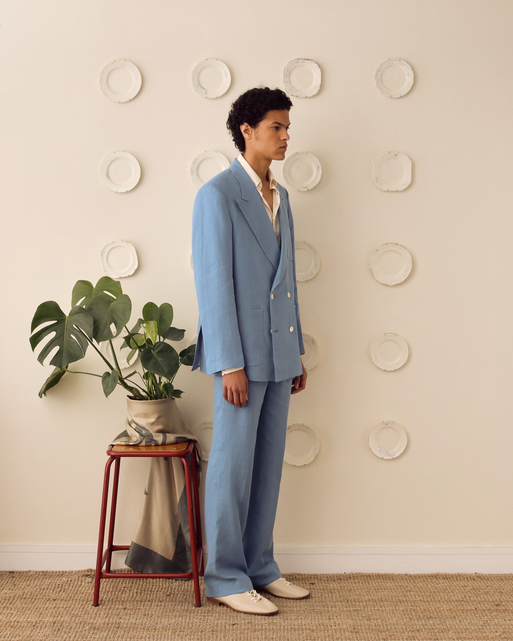 'Edward' Linen Jacket - Cerulean Blue - Archival Sale