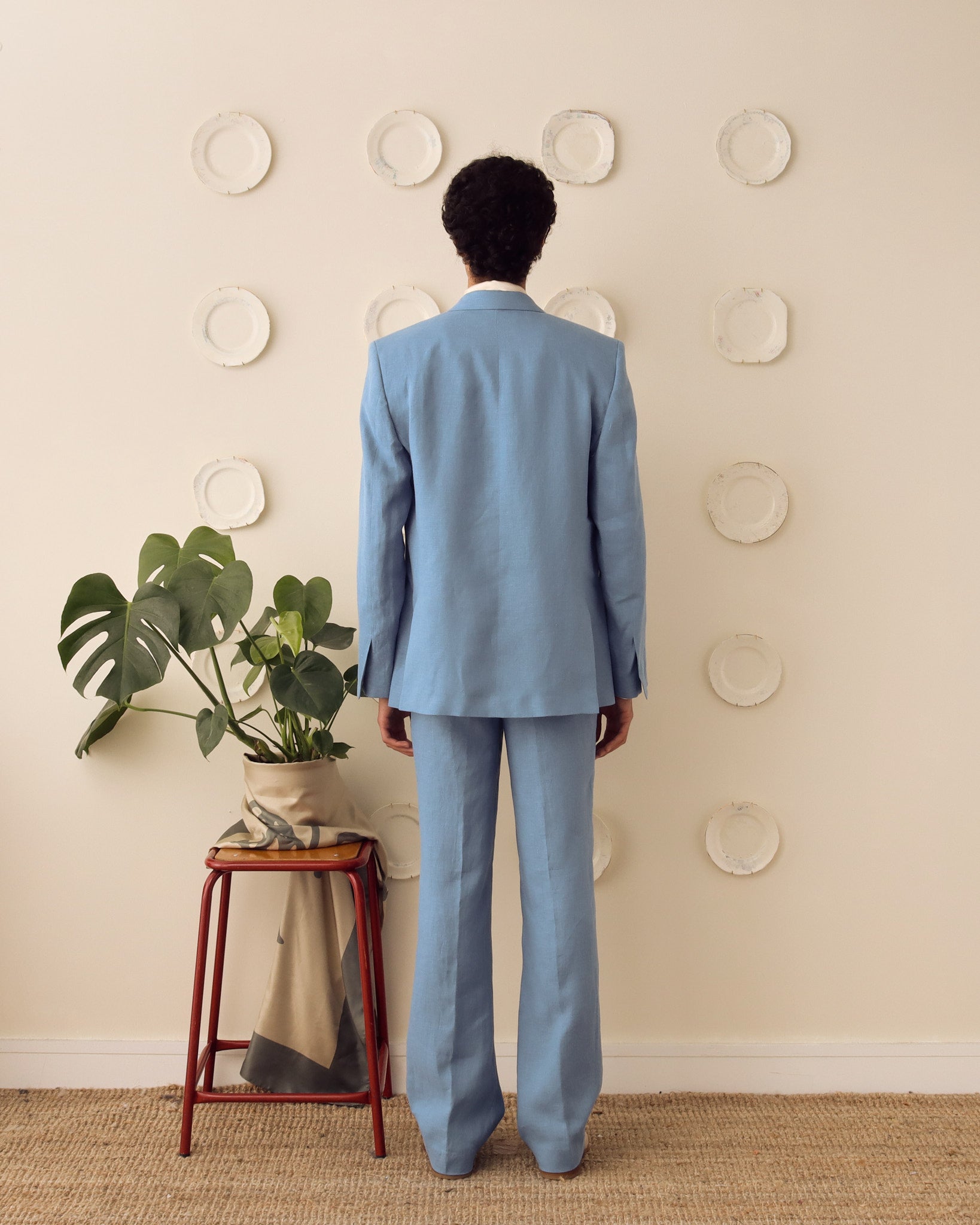 'Edward' Linen Jacket - Cerulean Blue - Archival Sale