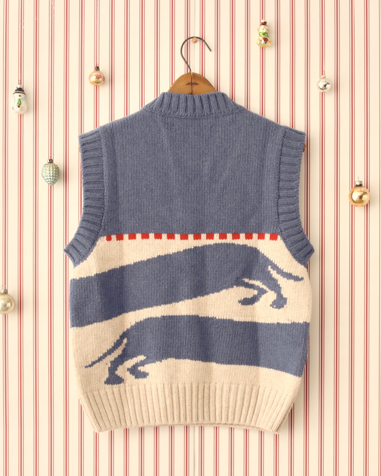 'Harold' Sweater Vest - Blue/Ecru