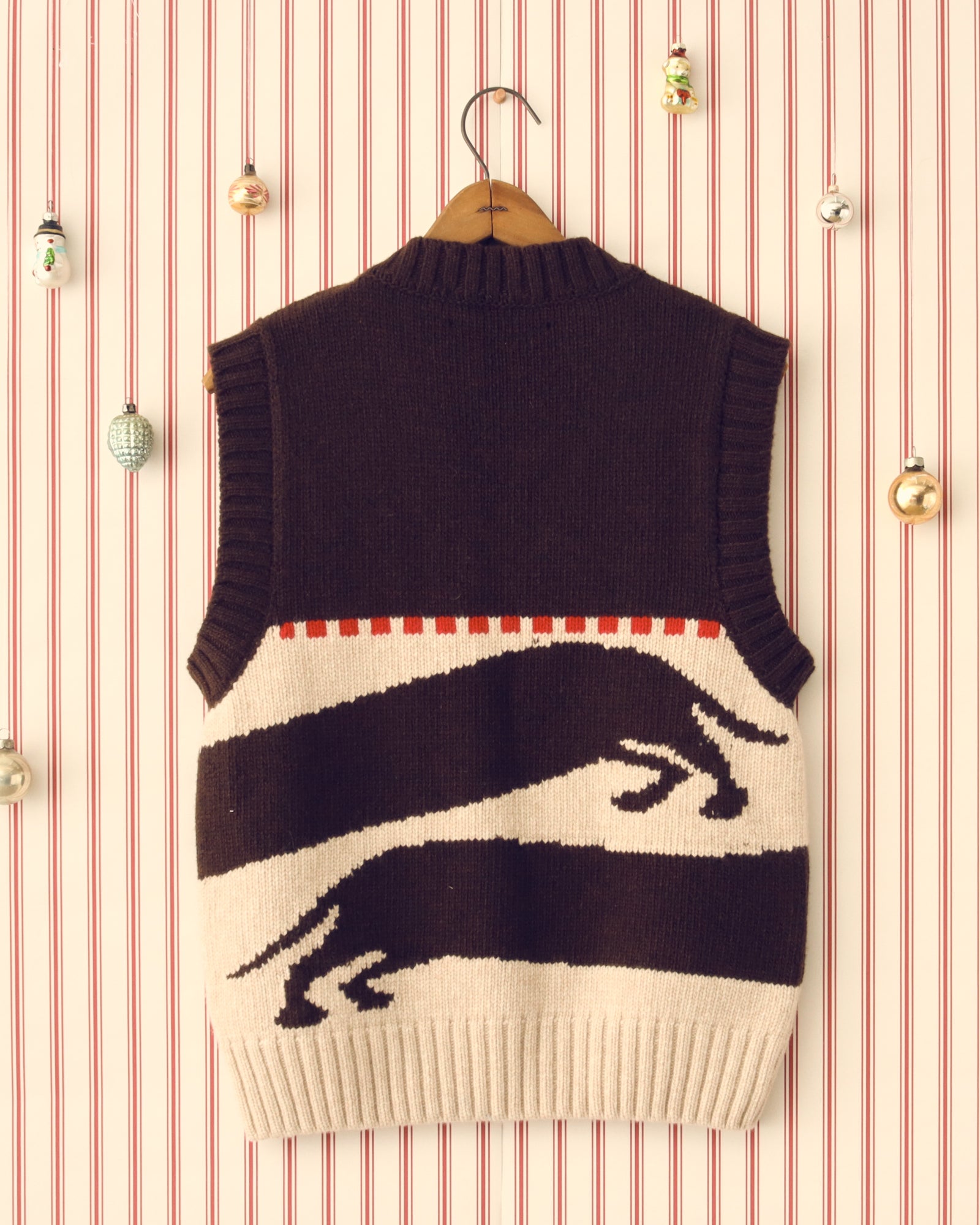 'Harold' Sweater Vest - Brown/Ecru