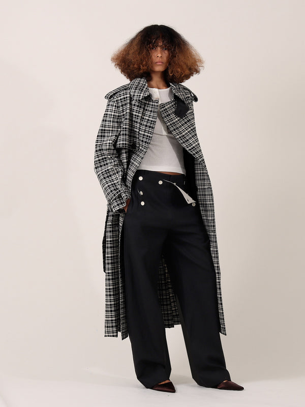 Harrington Trench Coat — Black Check alternate view