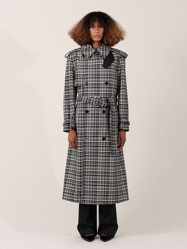 Harrington Trench Coat — Black Check