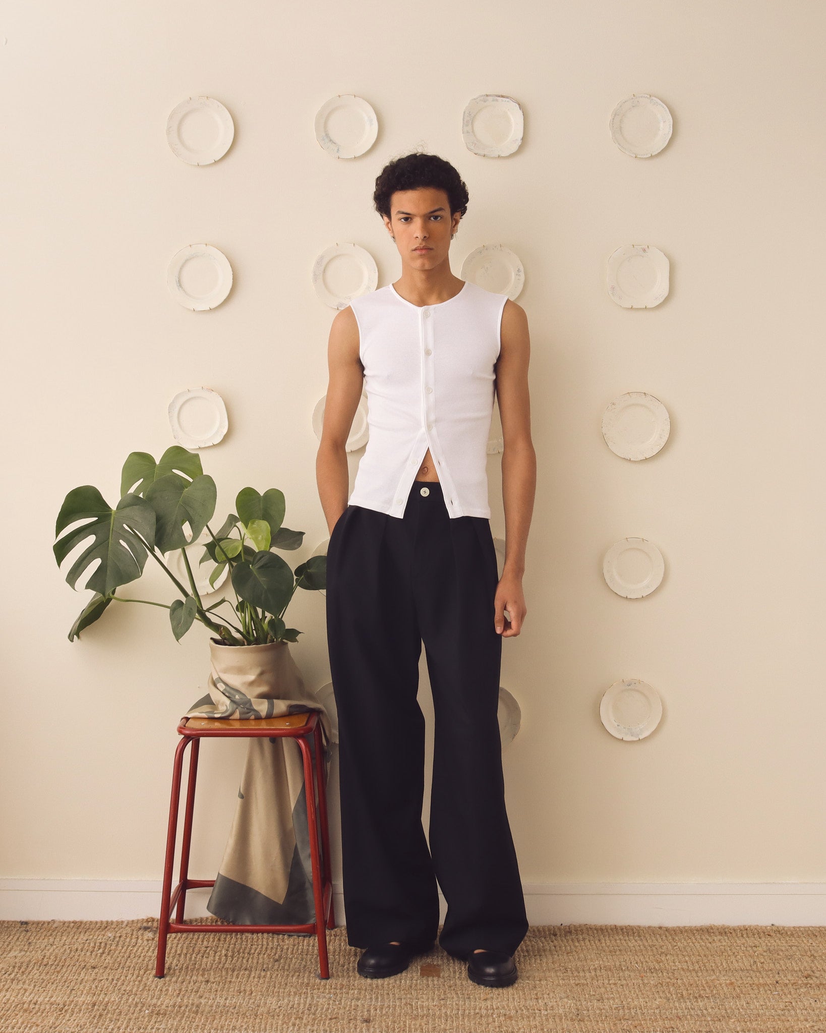 Members: 'Cian' Buttoned Top White