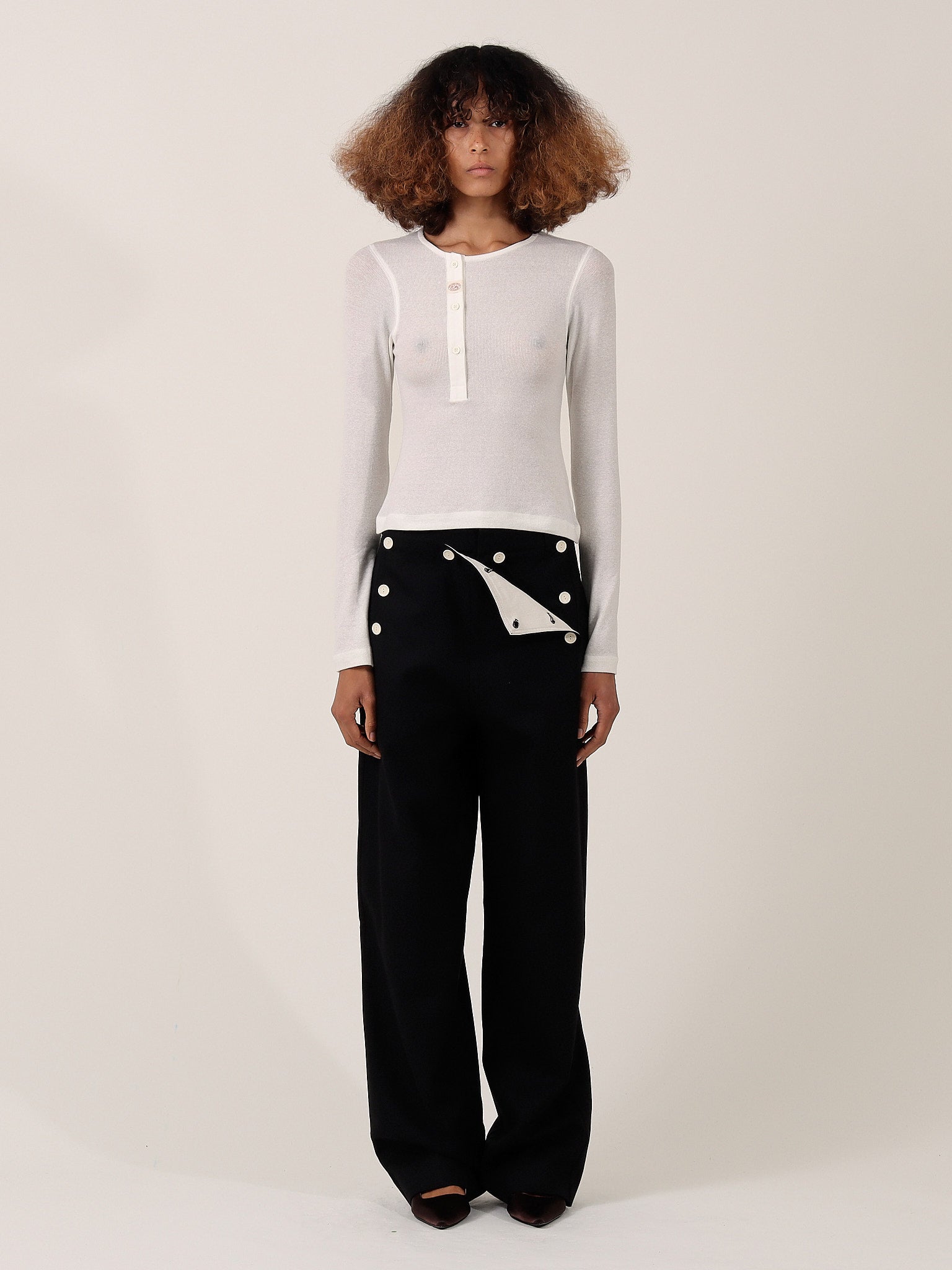 Aker Sheer Wool Henley — Ecru