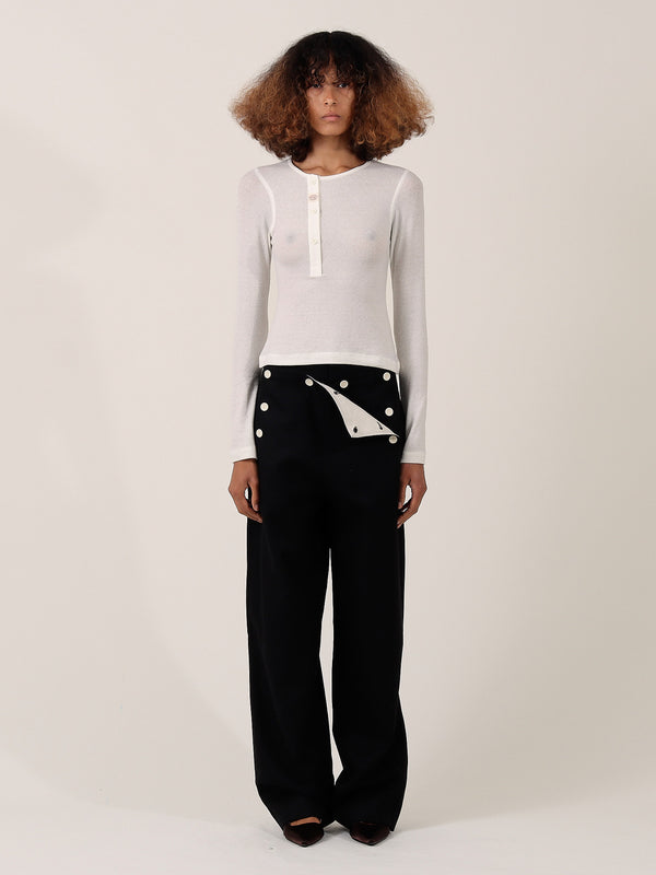 Aker Sheer Wool Henley — Ecru