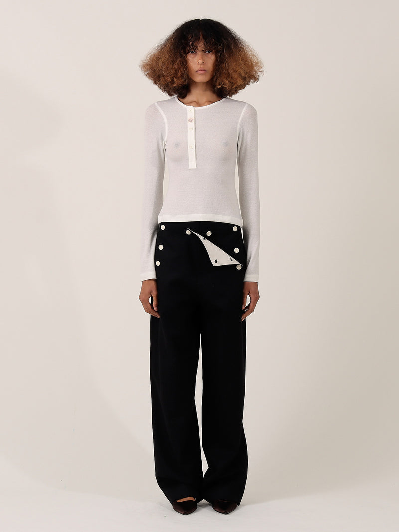 Aker Sheer Wool Henley — Ecru