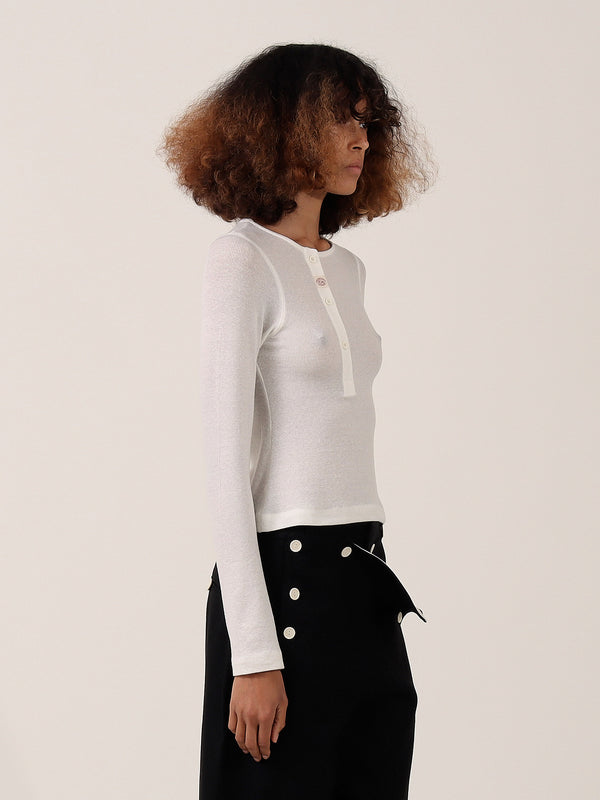 Aker Sheer Wool Henley — Ecru alternate view