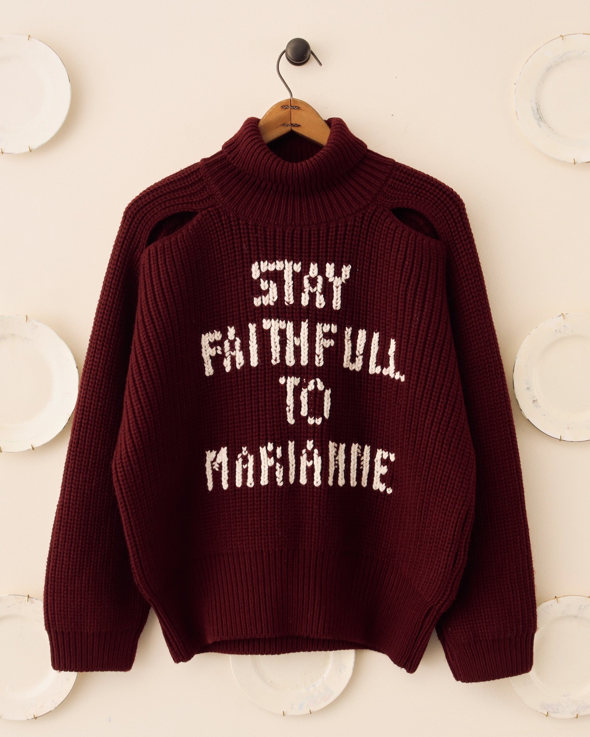 'Stay Faithfull to Marianne' Sweater- Burgundy