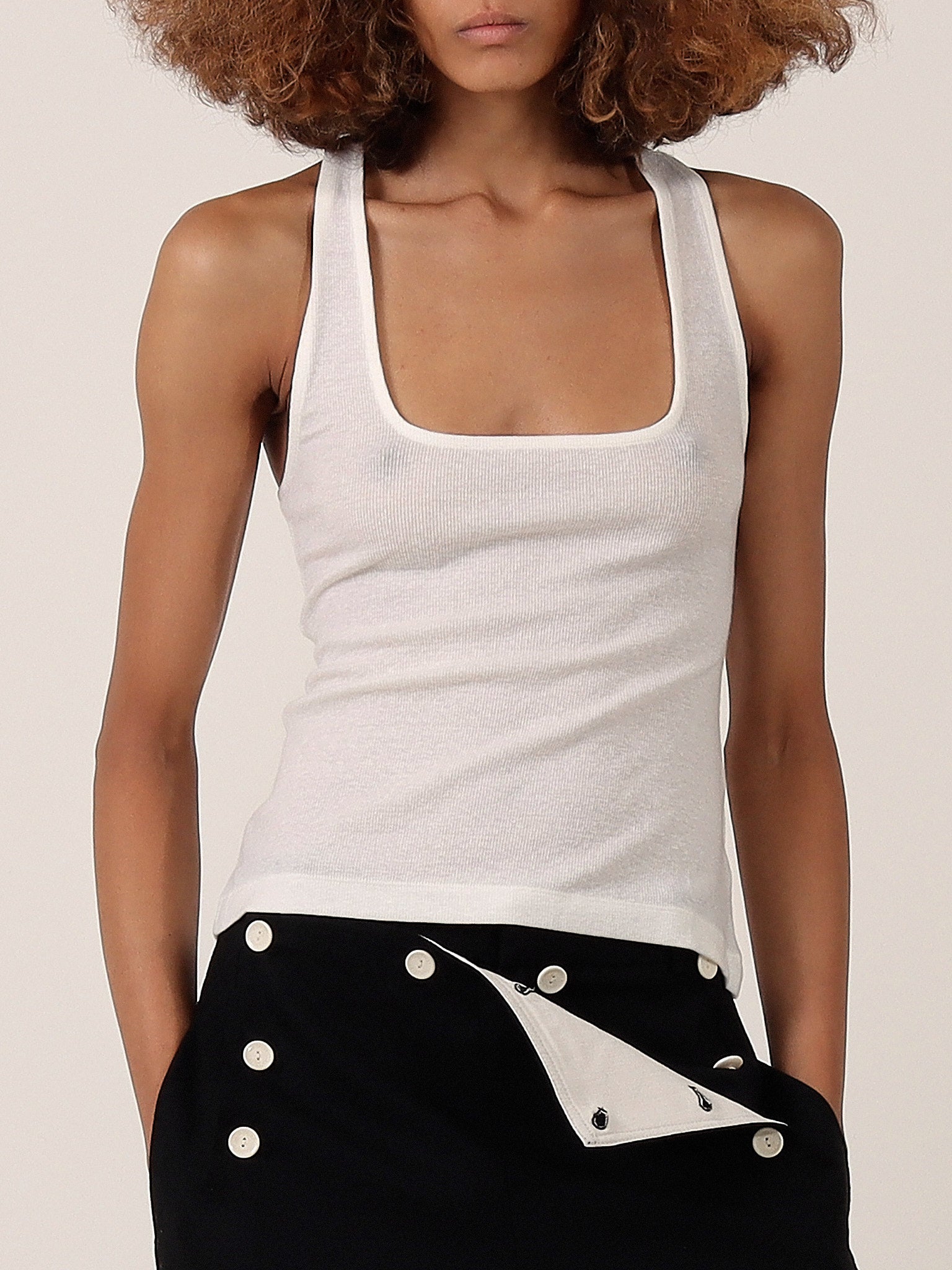 Eliza Square-Neck Vest — White