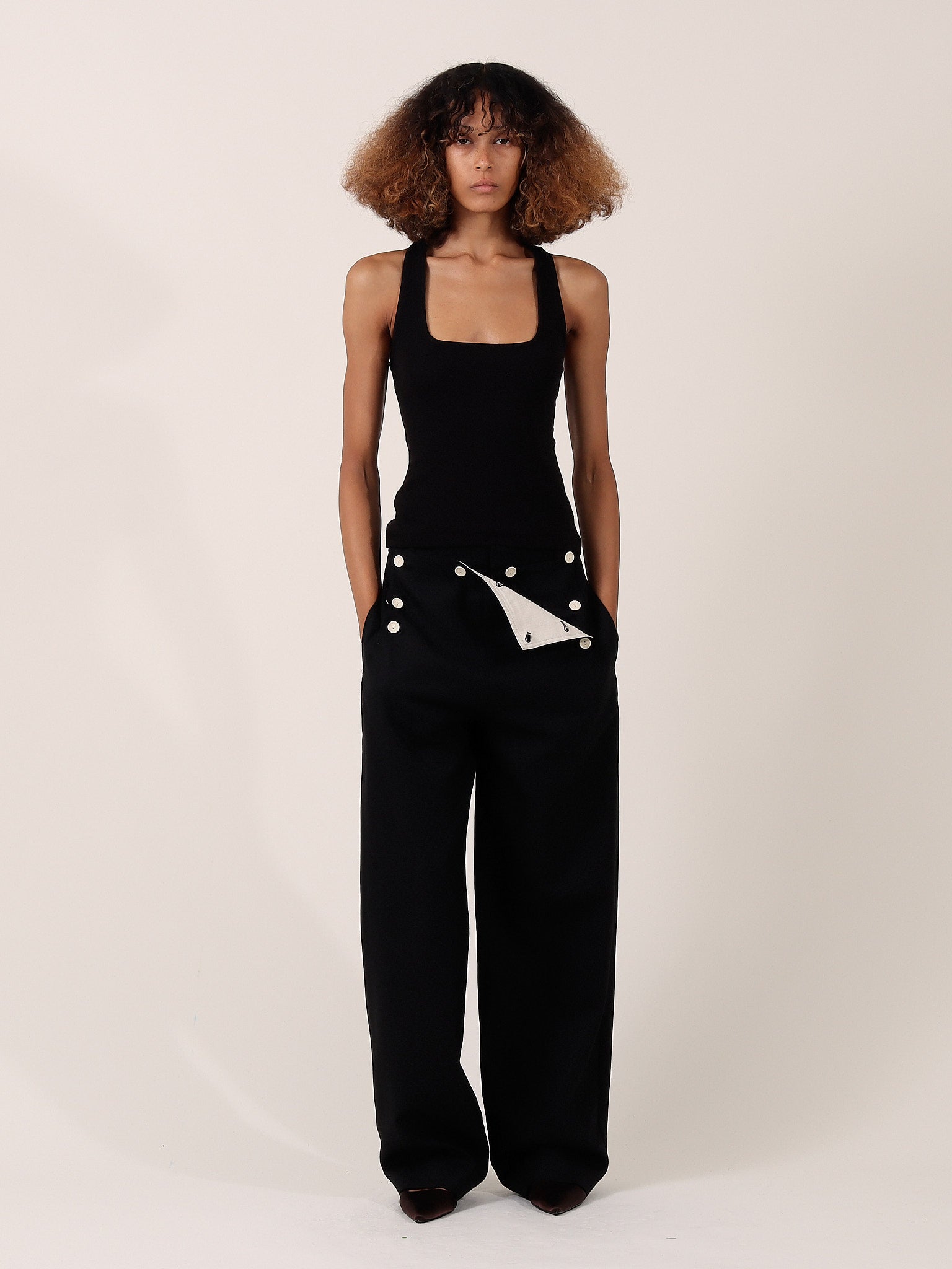 Eliza Square-Neck Vest — Black