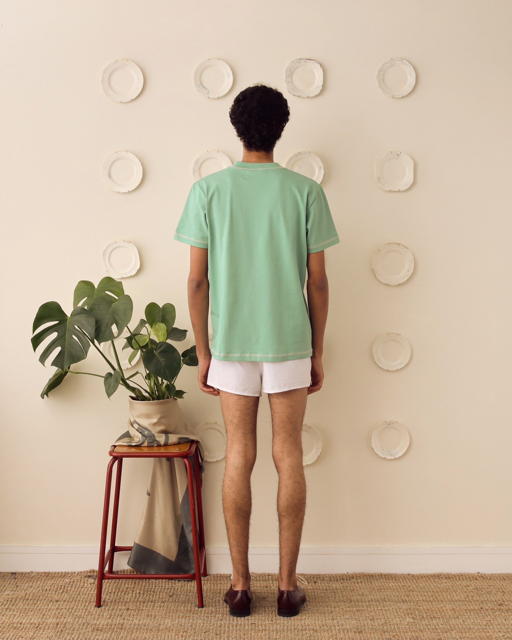 'Basil' Cross-stitch T-Shirt - Sage - Archival Sale