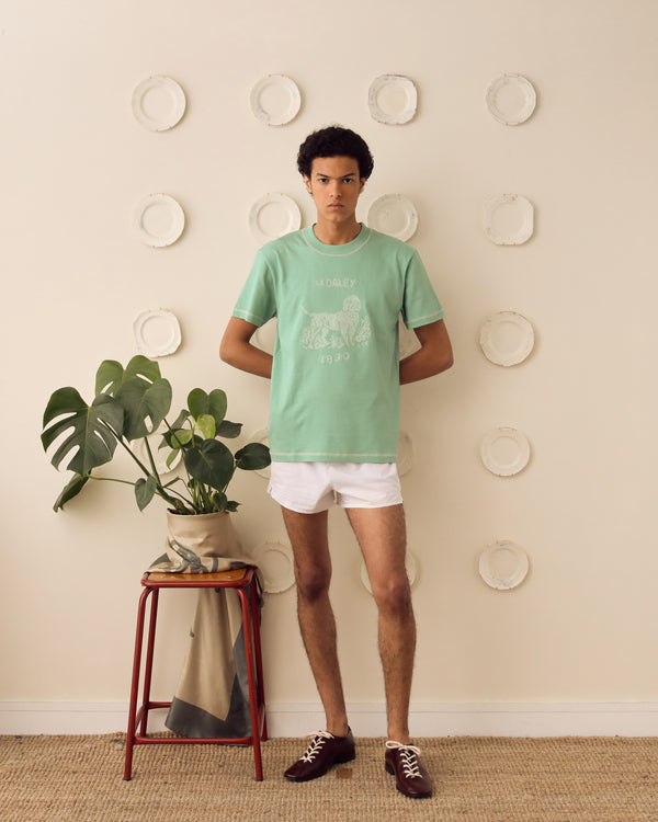 'Basil' Cross-stitch T-Shirt - Sage - Archival Sale