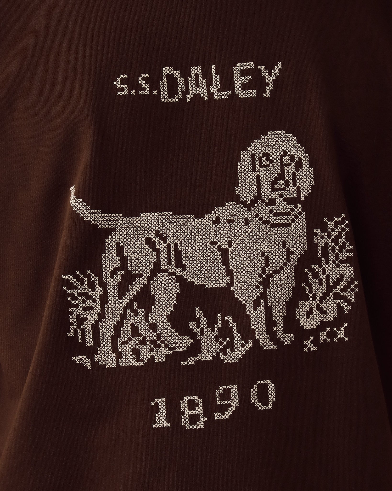 Basil Cross-stitch T-Shirt - Brown - Archival Sale