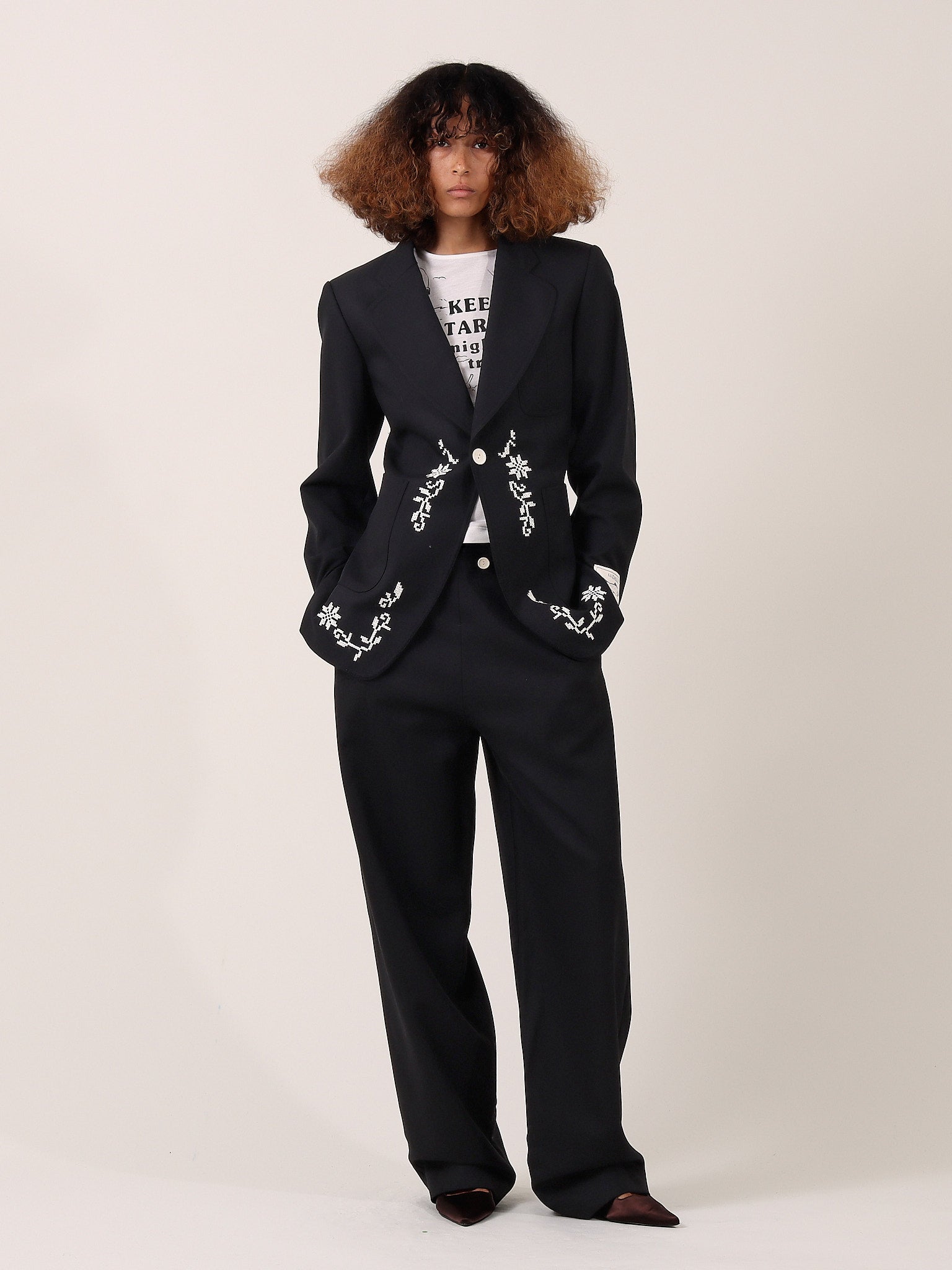 Florence Embroidered Evening Jacket — Black