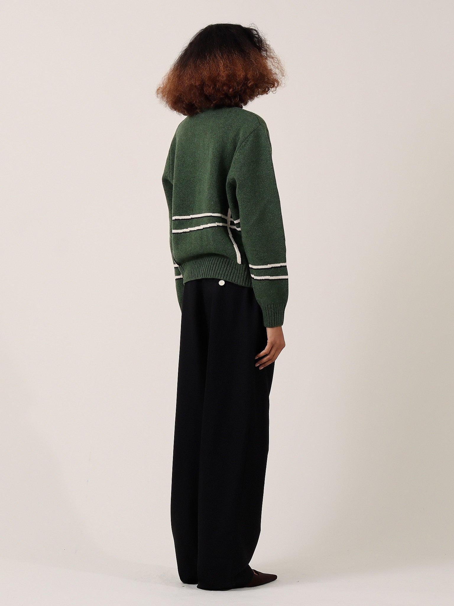 Cyril' Lamb Motif Cardigan - Green