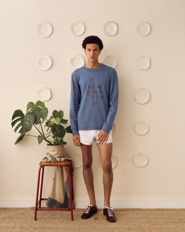 'Merry Ment' T-Shirt - Blue - Archival Sale