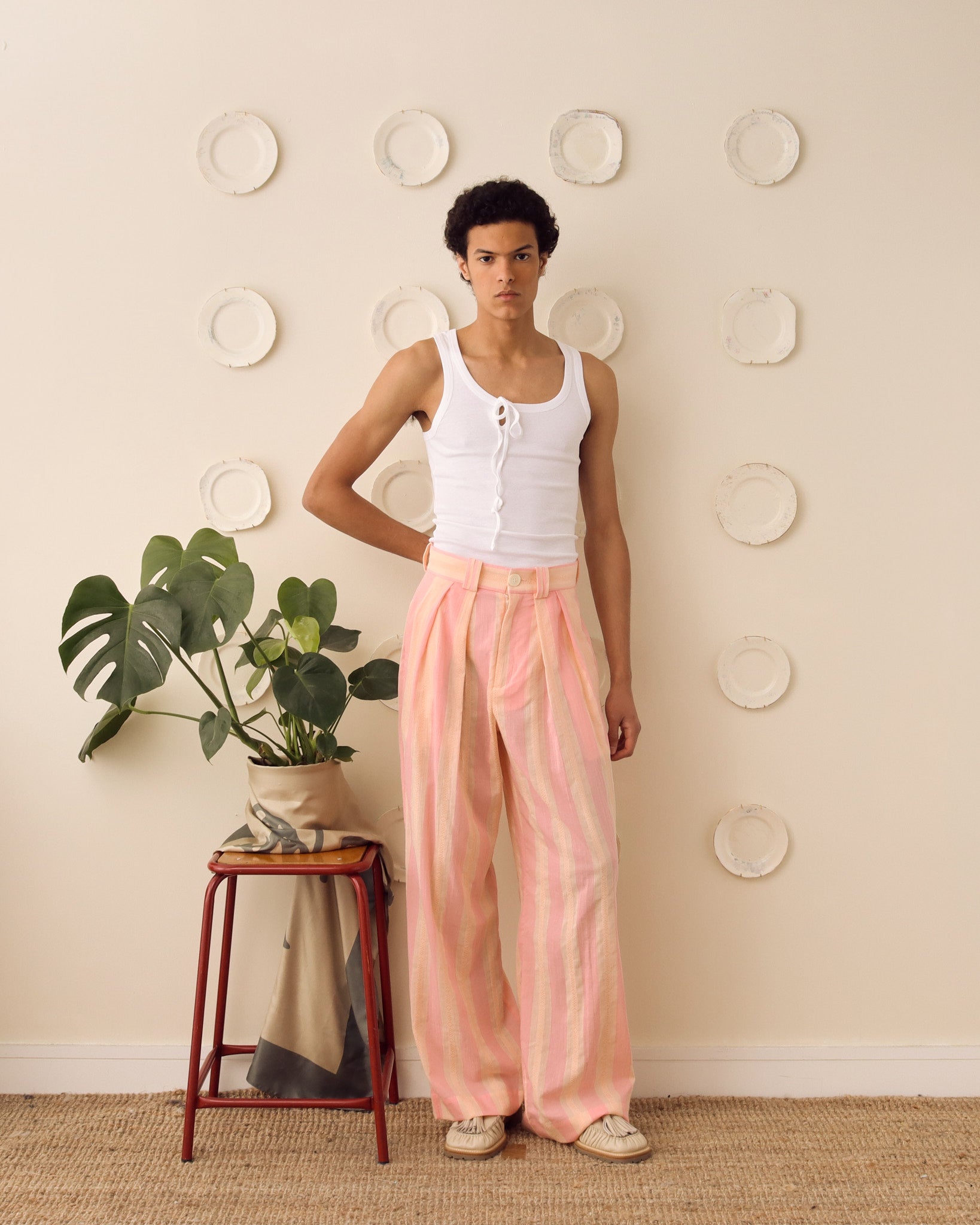 'Turing' Straight Leg Trouser - Pink/Orange