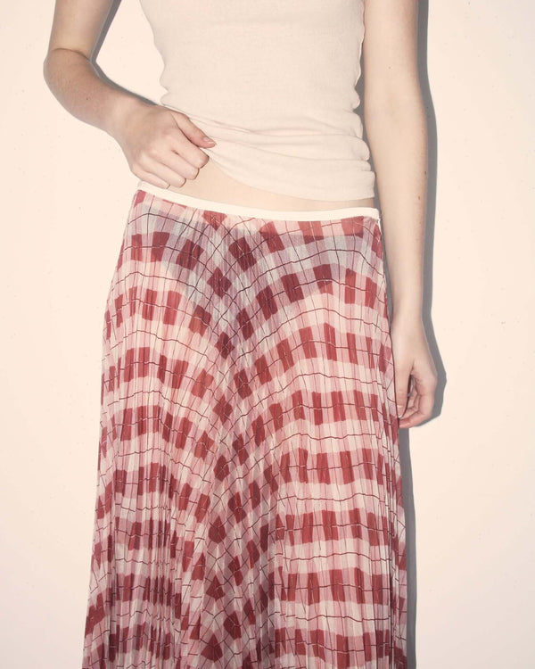 Kate Sheer Argyle Pleated Skirt alternate view