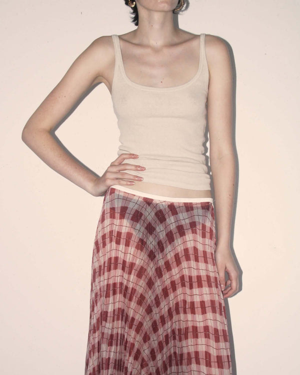 Kate' Sheer Argyle Pleated Skirt alternate view