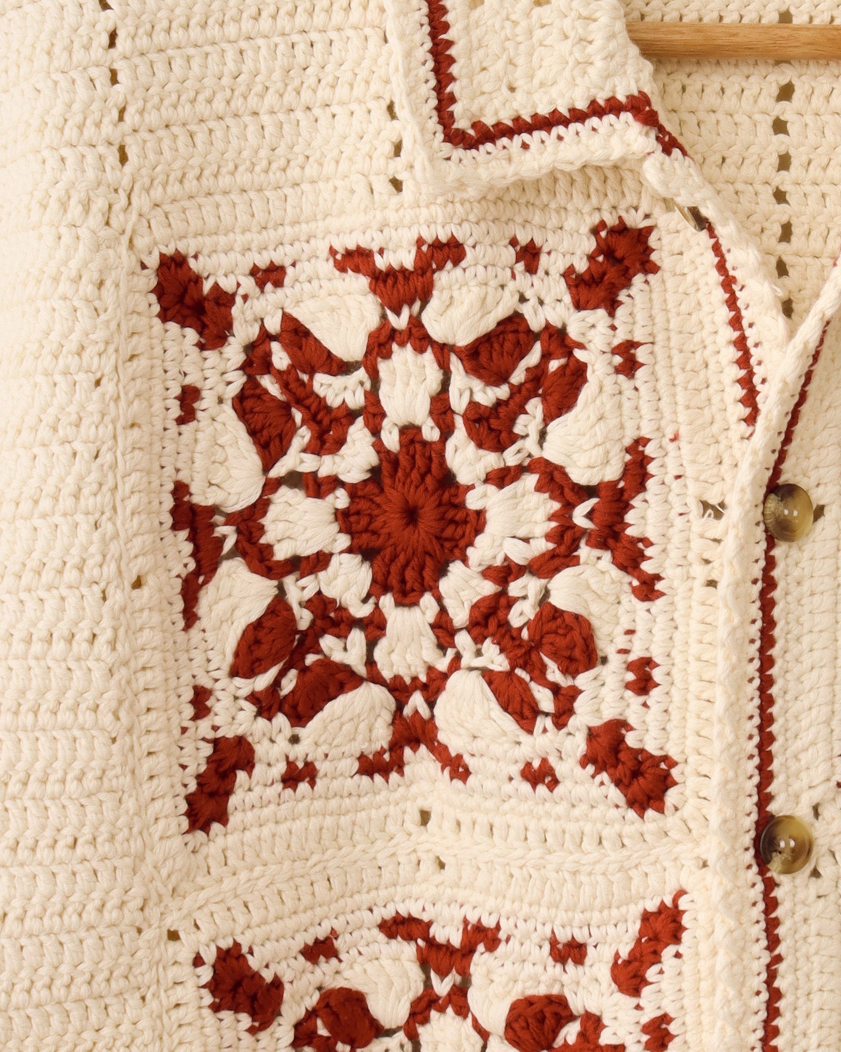 'Abel' Crochet Shirt - Red - Archival Sale