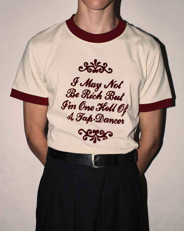 Tap' Jersey T-shirt - Ecru & Burgundy alternate view