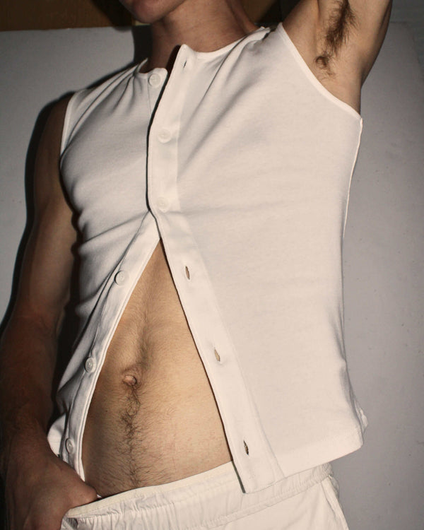Cian' Buttoned Top - White alternate view