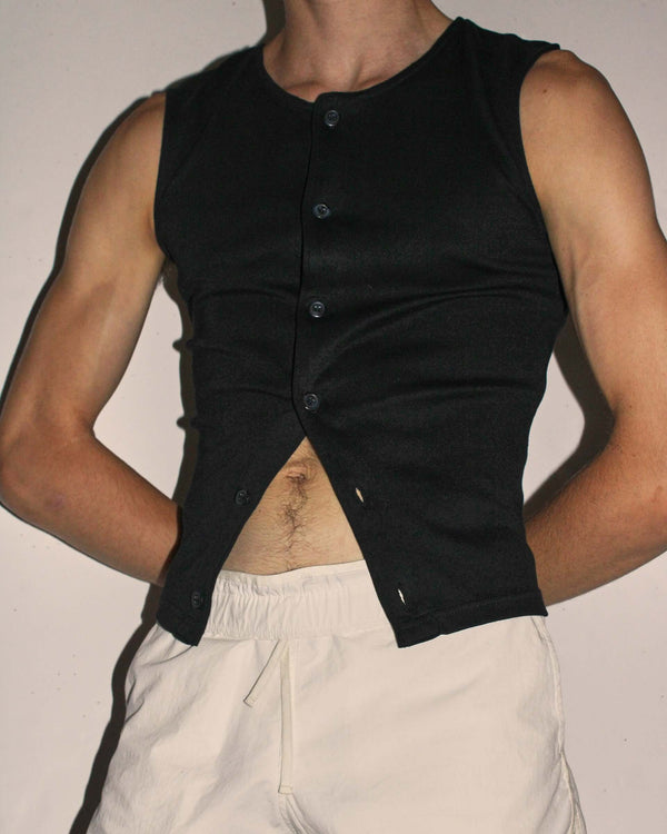 Cian' Buttoned Top - Black alternate view